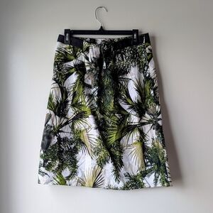 Worthington Women's Size 8 Tropical Foliage Print Midi A-Line Skirt
